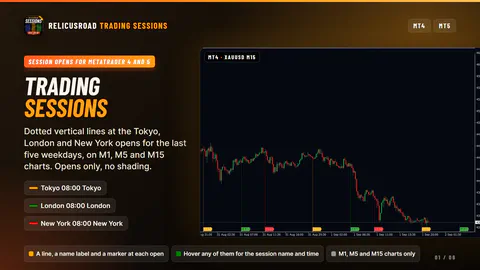 RelicusRoad Trading Sessions on a MetaTrader chart